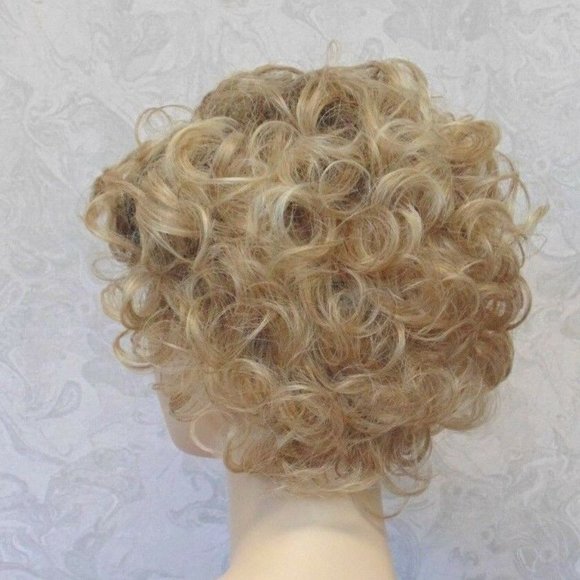 Short Curly Sandy Blonde wDark Roots Synthetic Wig main image 11